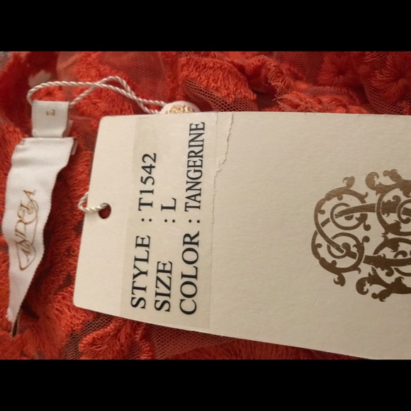 New Candella Orange Top sheer lace Tangerine, Sexy, club, party, cute, bright - Picture 9 of 12
